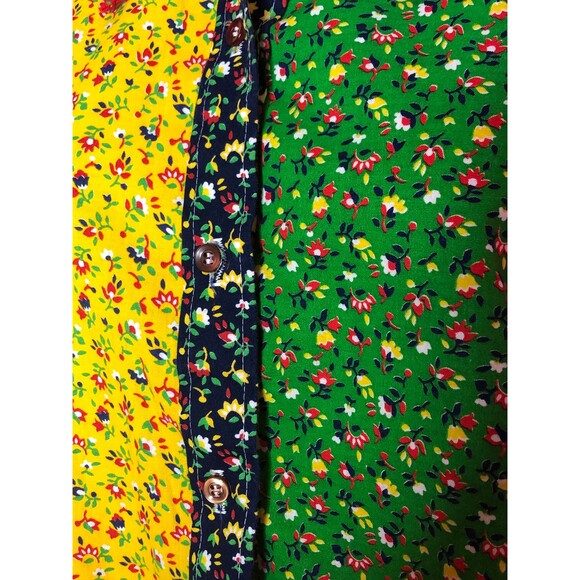 1960s-1970s SEARS JR. BAZAAR Split Color Block. Floral Crop Top W/Front Tie S-M - Picture 6 of 8